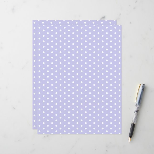 Polka Dots Muster Pastel Violet Scrapbook Paper (Vorderseite/Rückseite Beispiel)