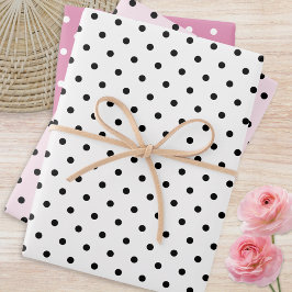 Polka Dots Muster Set 3 Pink White Dotty Geschenkpapier Set