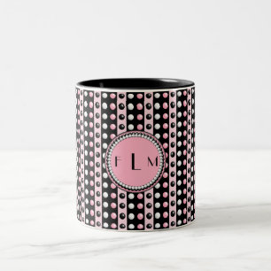 Polka dots n Streifen Monogramm TASSE