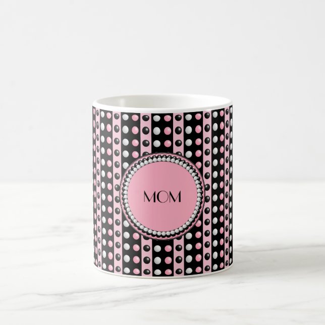 Polka dots n Stripes Mit Monogramm Tasse (Mittel)