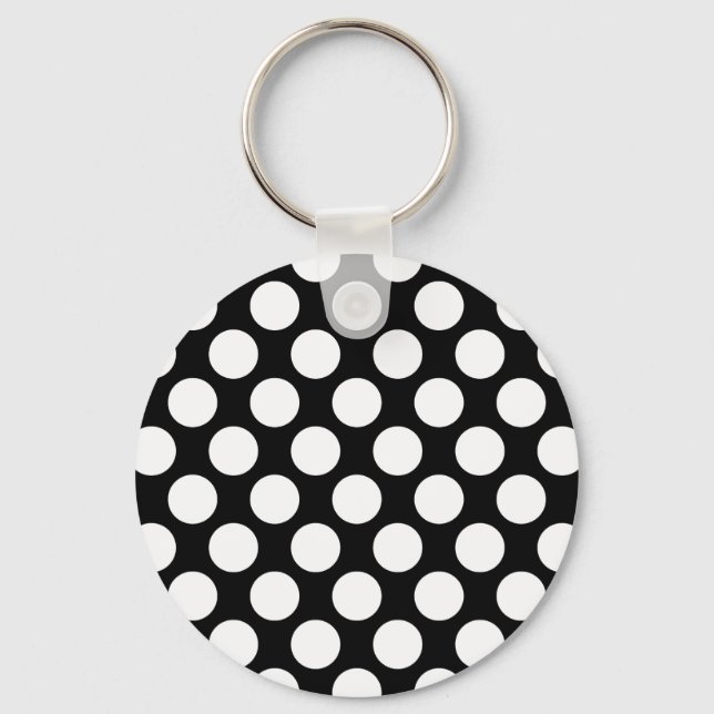 Polka Dots on Black Schlüsselanhänger (Vorderseite)
