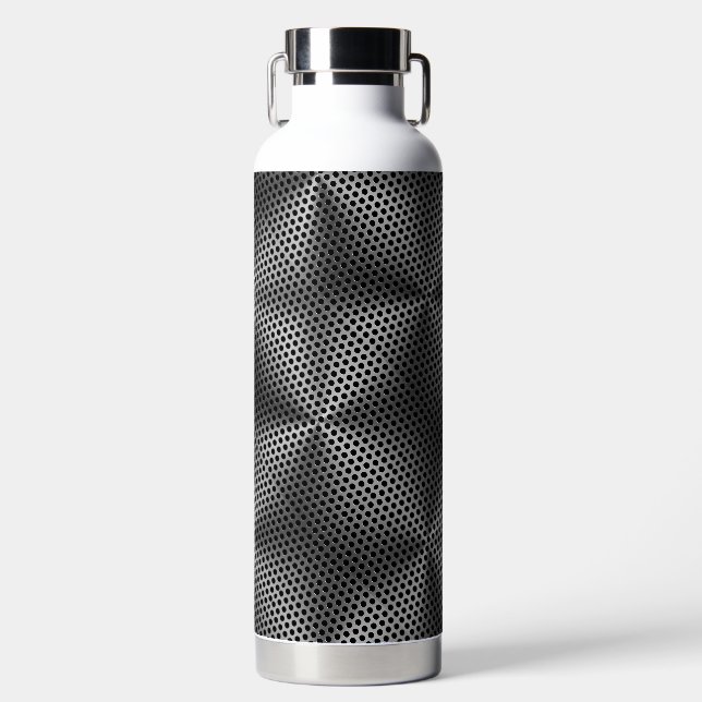 Polka Dots on Metal Plate 01x4 Black BG Trinkflasche (Vorderseite)