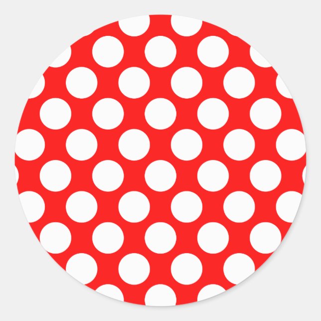 Polka Dots on Red Runder Aufkleber (Vorderseite)