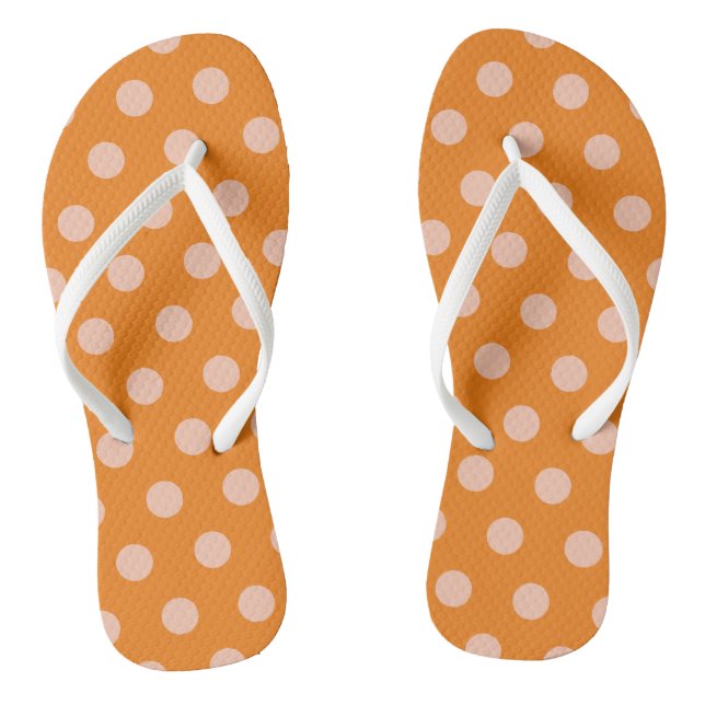 Polka Dots Orange Peach Flip Flops (Fußbett)