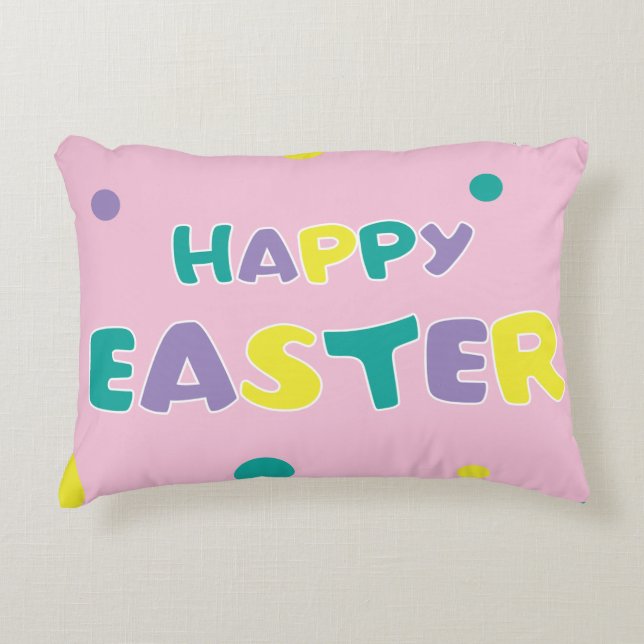 Polka Dots Pastel Pink Happy Oaster Dekokissen (Vorderseite)