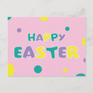 Polka Dots Pastel Pink Happy Oaster Feiertagspostkarte
