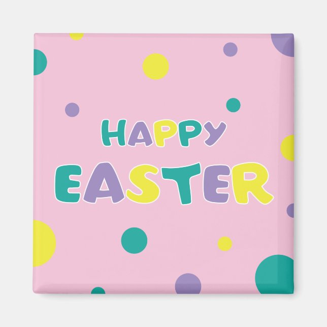 Polka Dots Pastel Pink Happy Oaster Magnet (Vorne)