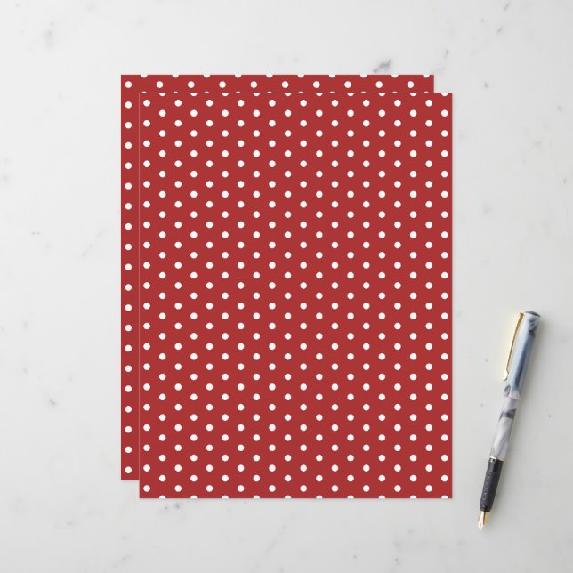 Polka Dots Pattern Festive Red Scrapbook Paper (Vorderseite/Rückseite Beispiel)