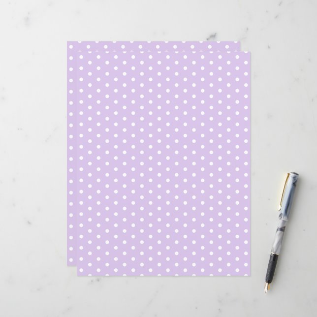 Polka Dots Pattern Lavender Lila Scrapbook Paper (Vorderseite/Rückseite Beispiel)