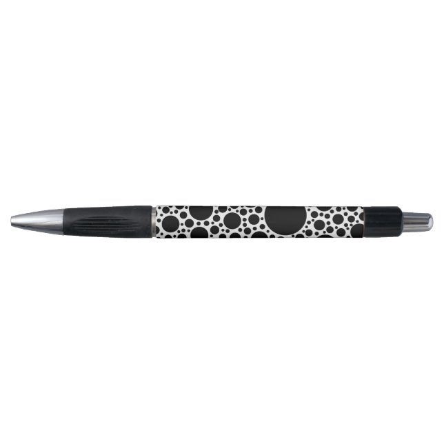 Polka Dots Pattern Schwarz + Ihr Backgr. Ideen Kugelschreiber (Vorderseite)