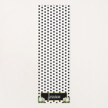 Polka Dots & Peonies - Schwarz/Gold Namensplatte