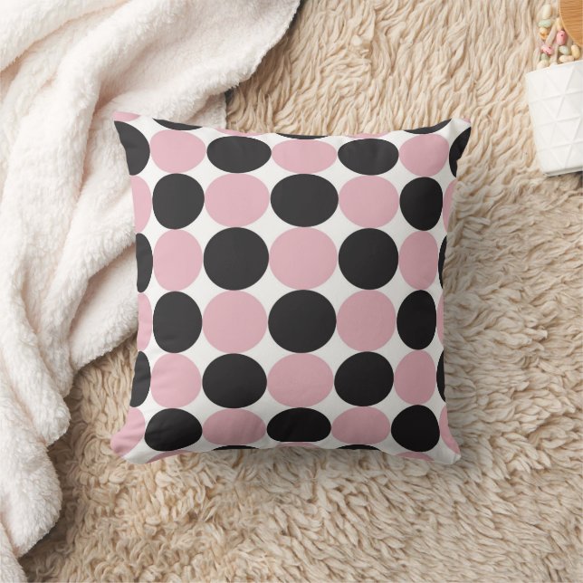 Polka Dots Pink & Black Kissen (Decke)