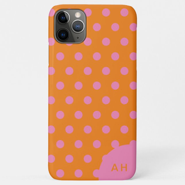 Polka Dots Pink Orange mit Monogramm Case-Mate iPhone Hülle (Rückseite)