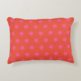 Polka Dots Pink und Rot Orange mit Monogramm Dekokissen