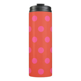 Polka Dots Pink und Rot Orange mit Monogramm Thermosbecher