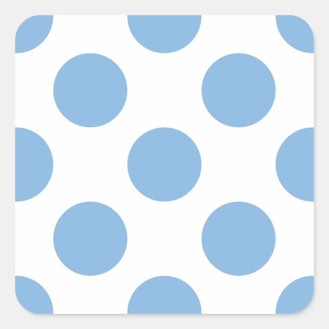 Polka Dots Placid Blue Quadratischer Aufkleber (Vorderseite)