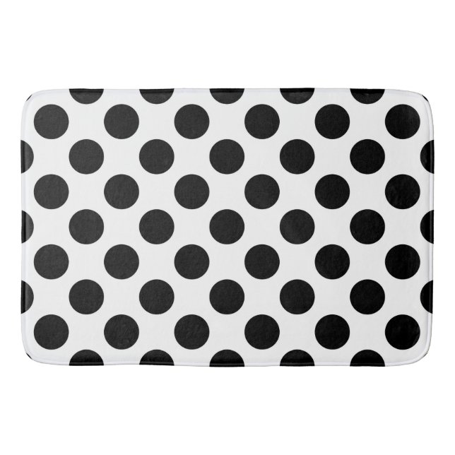 Polka Dots, Polka Dot Pattern, Schwarz und Weiß Badematte (Vorderseite)