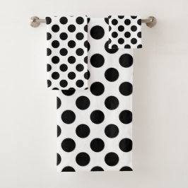 Polka Dots, Polka Dot Pattern, Schwarz und Weiß Badhandtuch Set