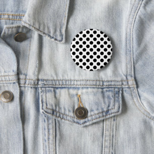 Polka Dots, Polka Dot Pattern, Schwarz und Weiß Button