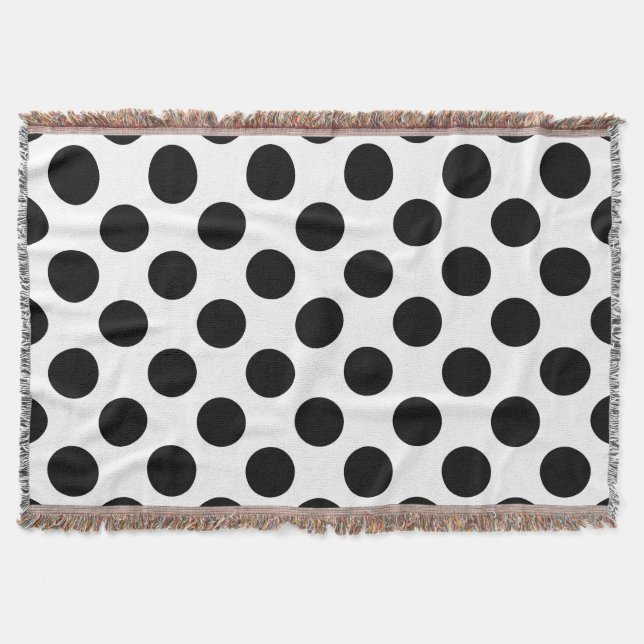 Polka Dots, Polka Dot Pattern, Schwarz und Weiß Decke (Vorderseite)