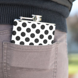 Polka Dots, Polka Dot Pattern, Schwarz und Weiß Flachmann