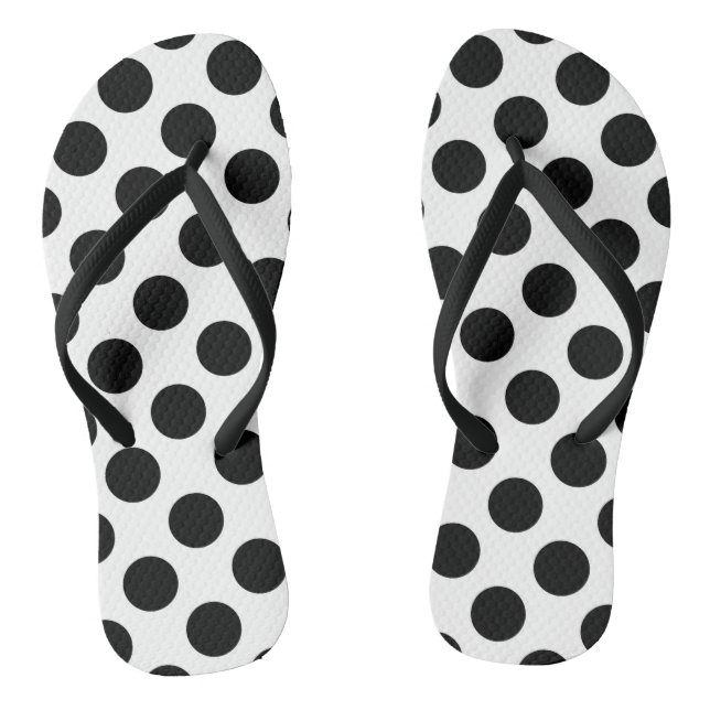 Polka Dots, Polka Dot Pattern, Schwarz und Weiß Flip Flops (Fußbett)