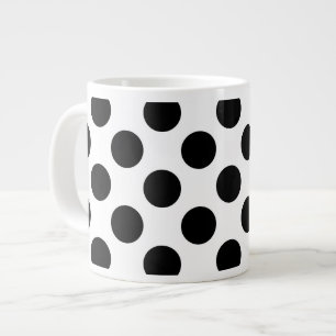 Polka Dots, Polka Dot Pattern, Schwarz und Weiß Jumbo-Tasse