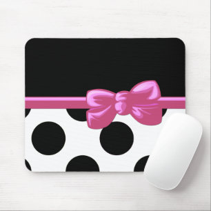 Polka Dots, Polka Dot Pattern, Schwarz und Weiß Mousepad