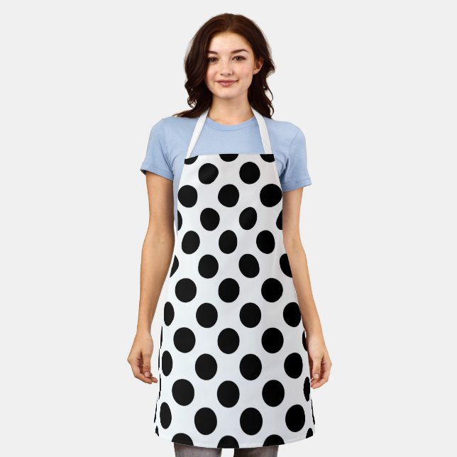 Polka Dots, Polka Dot Pattern, Schwarz und Weiß Schürze (Getragen)