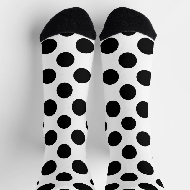 Polka Dots, Polka Dot Pattern, Schwarz und Weiß Socken (Oben)