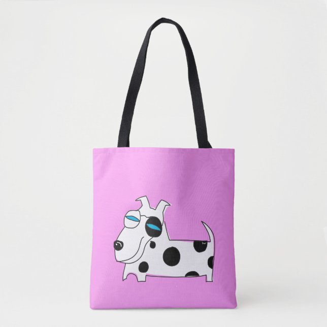 Polka Dots Puppy Tote Bag (Devant)