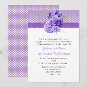 Polka Dots & Purple Flowers Hochzeit Einladung