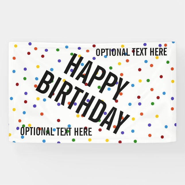 Polka Dots Rainbow Happy Birthday Party Banner (Horizontal)