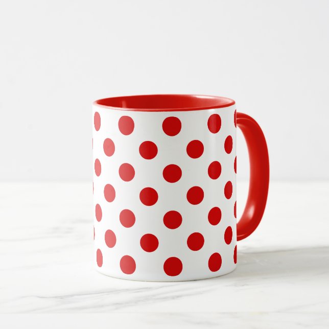 Polka Dots Red aus der Mitte des Jahrhunderts auf  Tasse (VorderseiteRechts)