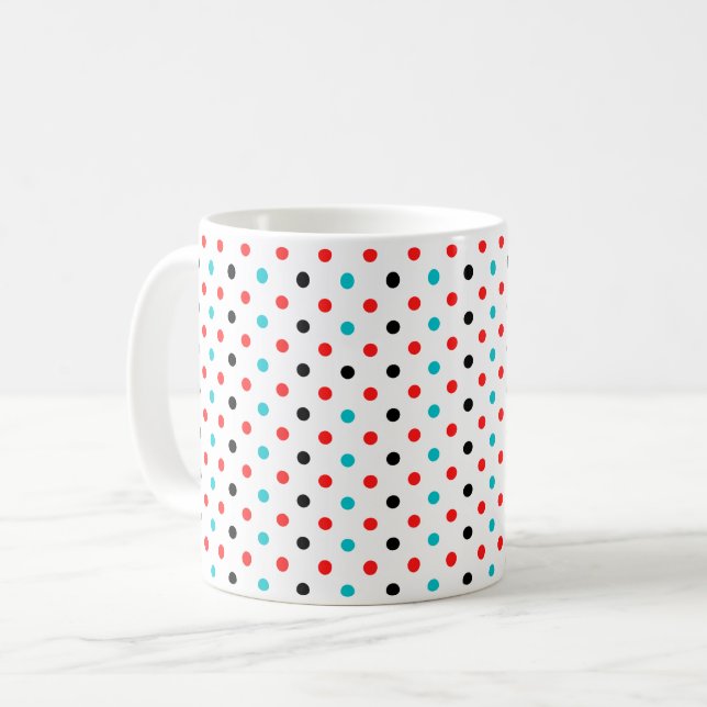 Polka Dots Red Blue Black Polka Dots Pattern Kaffeetasse (Vorderseite Links)