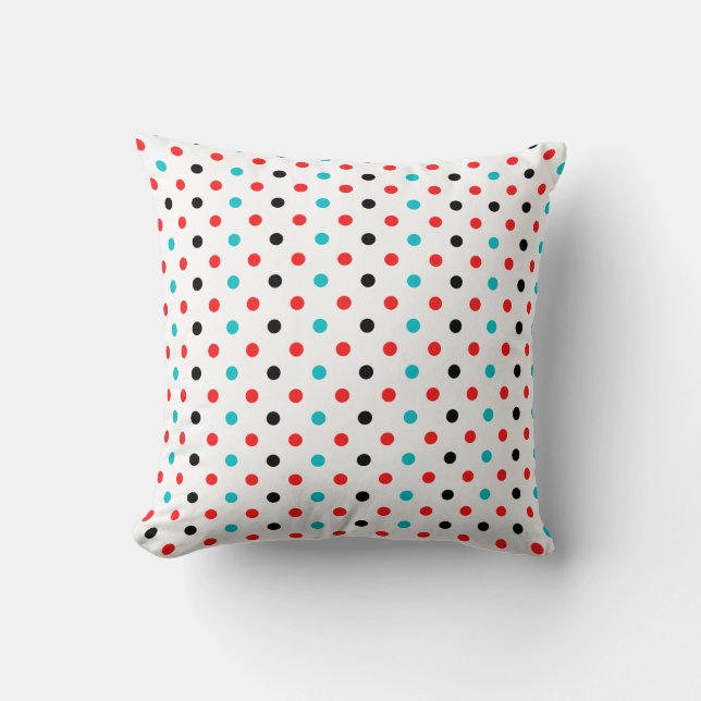 Polka Dots Red Blue Black Polka Dots Pattern Kissen (Vorderseite)
