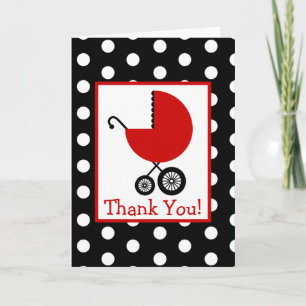 Polka Dots & Red Carriage Baby Shower Thank You Dankeskarte