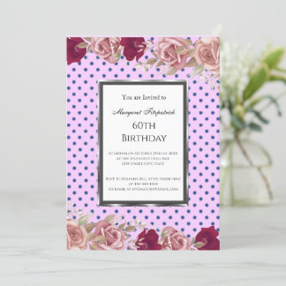 Polka Dots Red Pink Roses Geburtstag Einladung