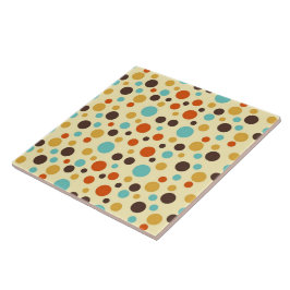 Polka Dots Retro Farben Blau Gelb Rot Fliese