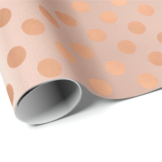 Polka Dots Rose Gold Blush Elegantes Blush Pulver Geschenkpapier (Rolleneckpunkt)
