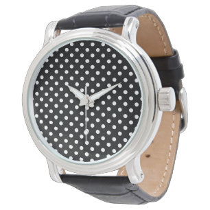 Polka Dots Schwarz und Weiß Armbanduhr