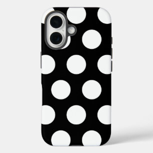 Polka Dots Schwarz und Weiß iPhone 16 Hülle