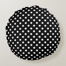 Polka Dots Schwarz und Weiß Rundes Kissen