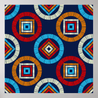 Polka dots seamless pattern. Mosaic of ethnic figu