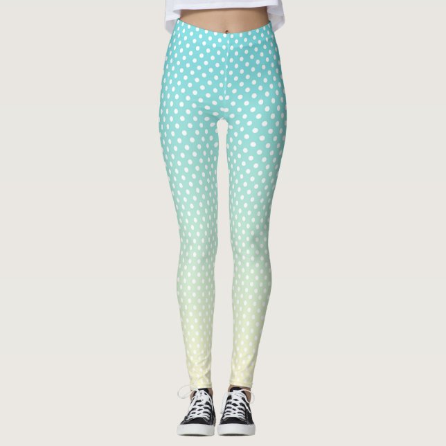 Polka Dots Sky Blue Gradient Leggings (Vorderseite)