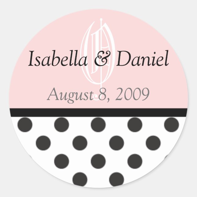Polka Dots Stickers Monogramme gibt Siegel (Vorderseite)