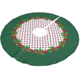 Polka Dots und Holly Christmas Tree Skirt Polyester Weihnachtsbaumdecke