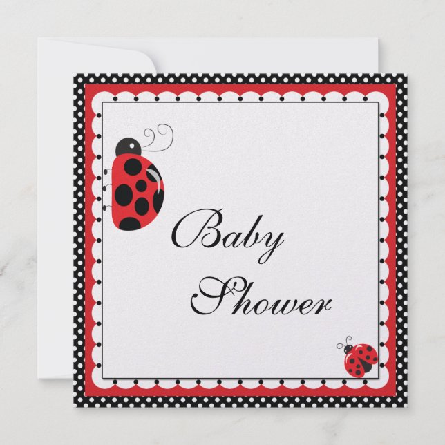 Polka Dots und Niedliche Ladybugs Einladung (Vorderseite)