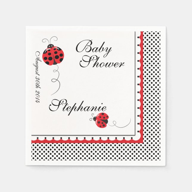 Polka Dots und Niedliche Ladybugs Paper Party Napk Serviette (Vorderseite)