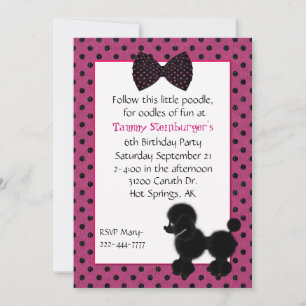 Polka Dots und Poodle Geburtstagsparty Einladung